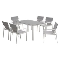 Puutarhakalusteet OSMAN pöytä ja 6 tuolia, vaaleanharmaa hinta ja tiedot | Puutarhakalusteet | hobbyhall.fi