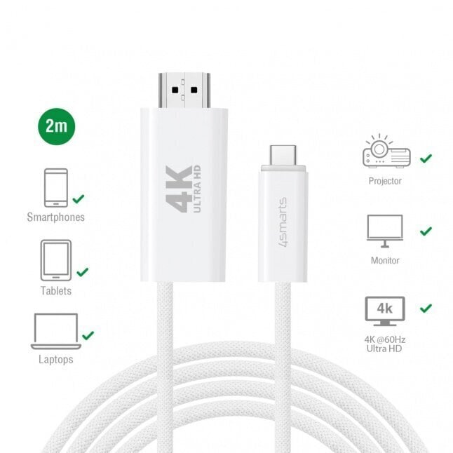 4smarts USB-C/HDMI, 2 m hinta ja tiedot | Kaapelit ja adapterit | hobbyhall.fi