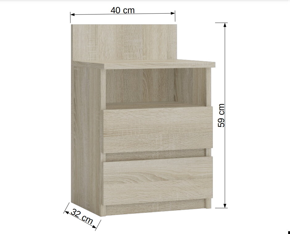 ADRK Furniture sivupöytä Puna P1, valkoinen hinta ja tiedot | Yöpöydät | hobbyhall.fi