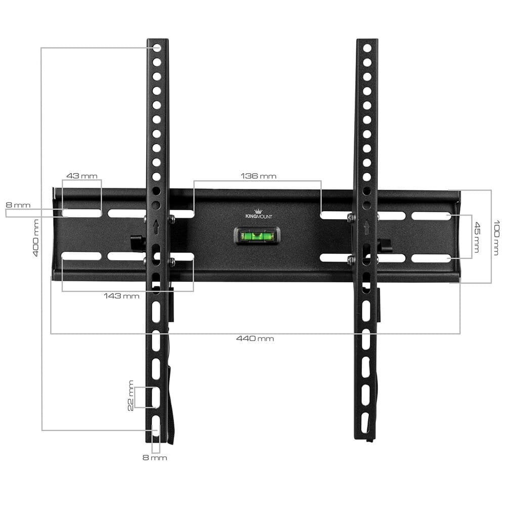 Kallistettava seinäkiinnike 23"-65" LCD-TV:lle KG-1004 King Mount hinta ja tiedot | TV-seinätelineet | hobbyhall.fi