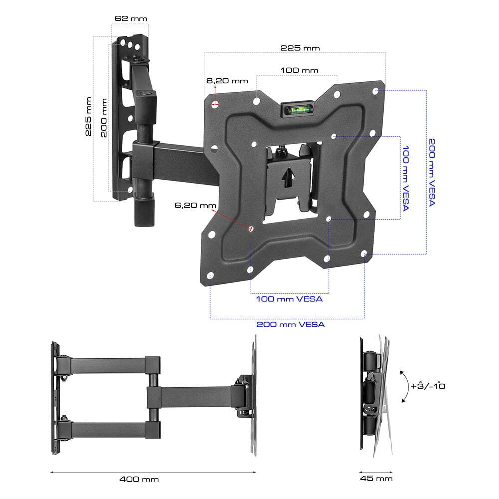 KG-1027 15-48 tuuman LCD-TV-kiinnike KING MOUNT hinta ja tiedot | TV-seinätelineet | hobbyhall.fi