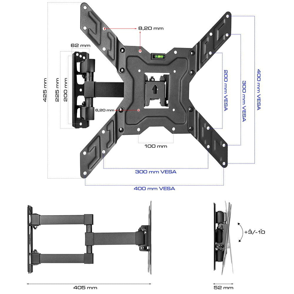 KG-1026 22-55 tuuman LCD-televisiotelevisiokannatin KING MOUNT hinta ja tiedot | TV-seinätelineet | hobbyhall.fi