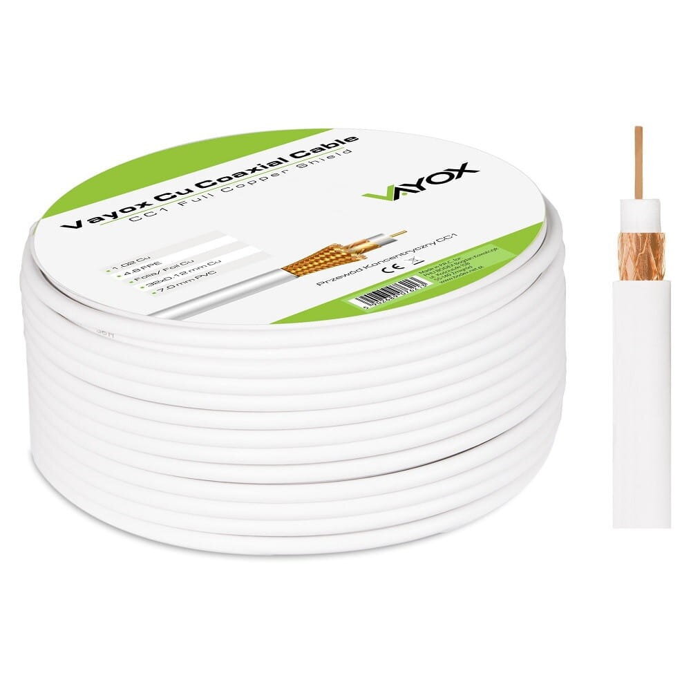 Koaksiaalikaapeli 1.02 Cu + 32x0.12mm Cu CC1 Vayox 100m hinta ja tiedot | TV-antennit | hobbyhall.fi