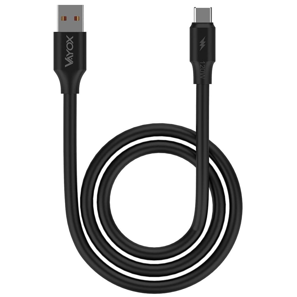 USB - USB-C 120W 3A 1m nopea linja musta VA0121 Vayox kaapeli hinta ja tiedot | Kaapelit ja adapterit | hobbyhall.fi