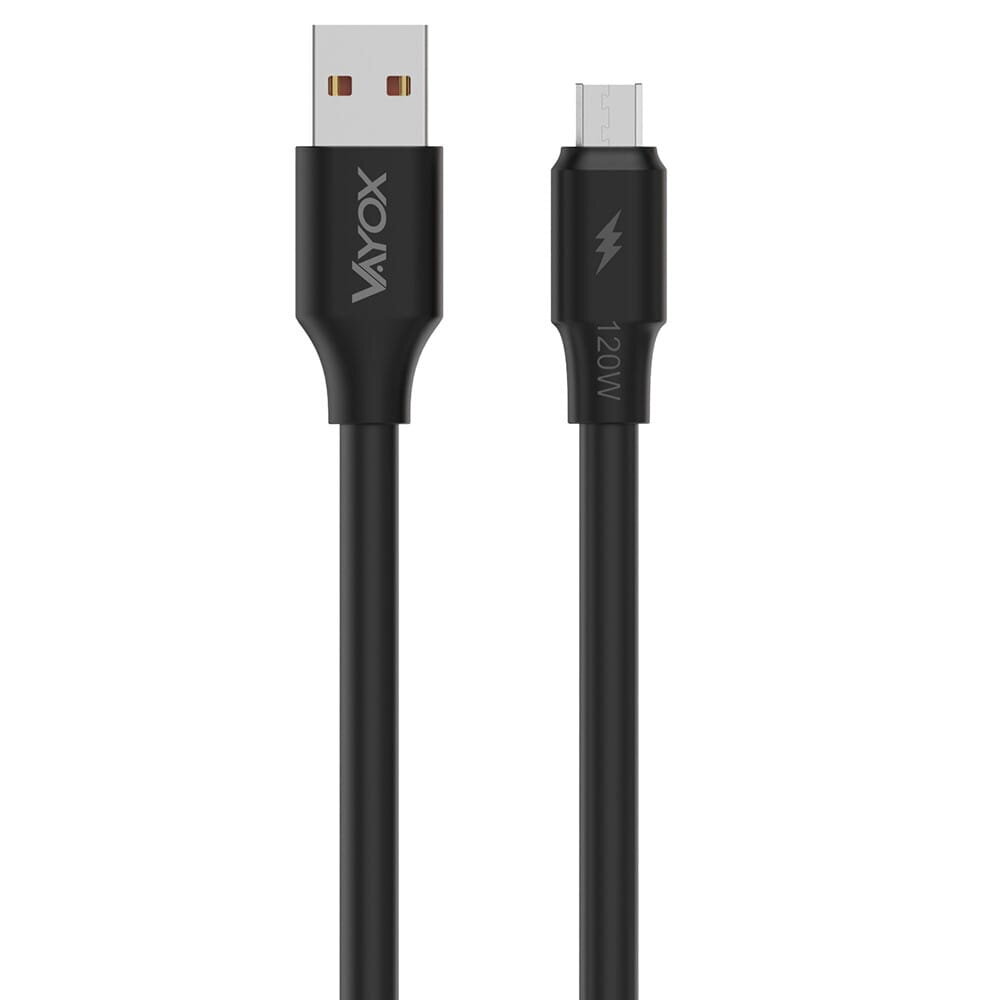 USB - microUSB kaapeli 120W 3A 1m nopea linja musta VA0107 Vayox hinta ja tiedot | Kaapelit ja adapterit | hobbyhall.fi