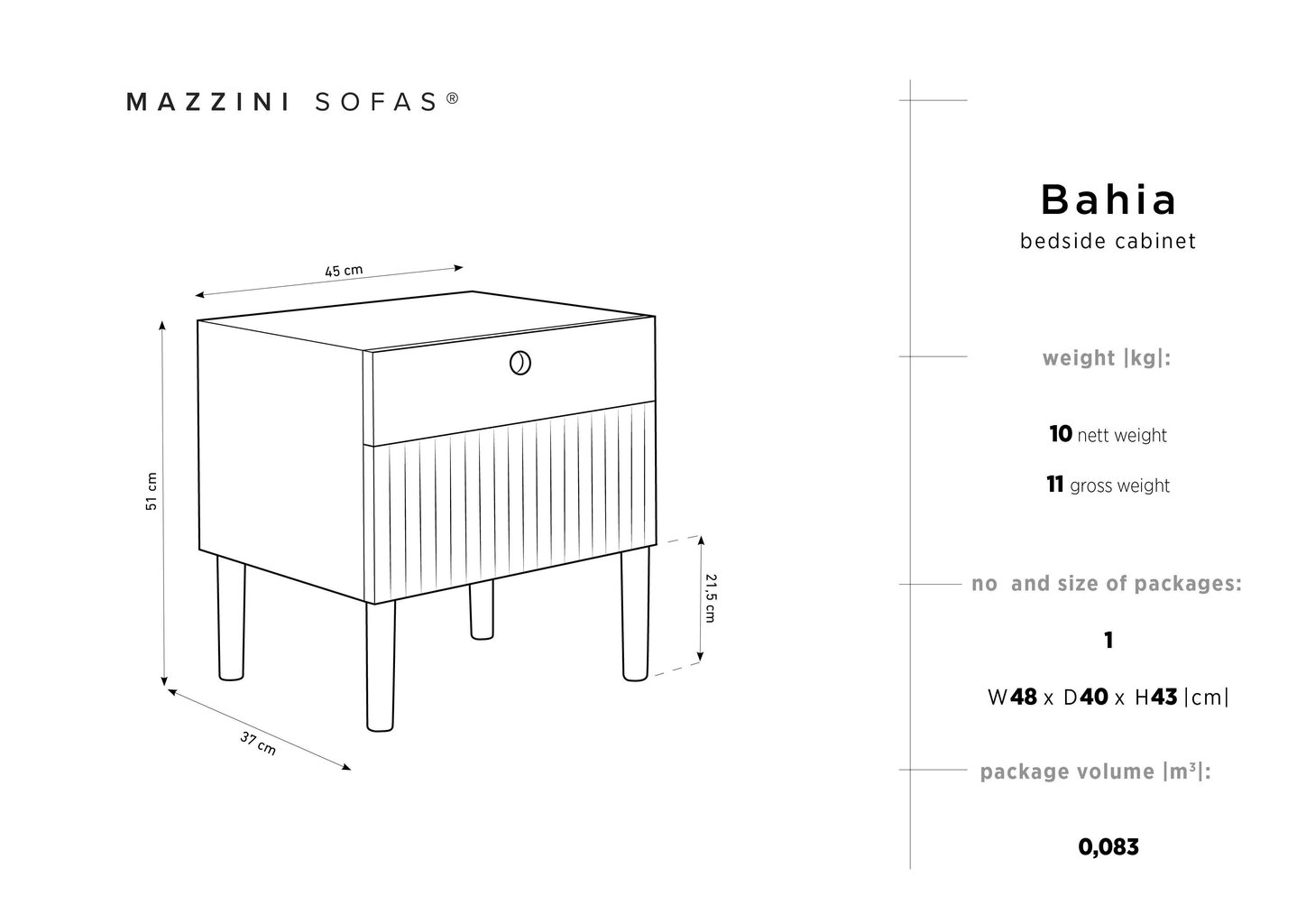 Yöpöytä Mazzinis Sofas Bahia, tummanruskea hinta ja tiedot | Yöpöydät | hobbyhall.fi