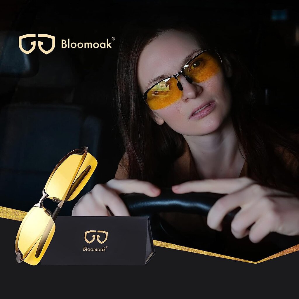 Bloomoak Night Drive Glasses Drive | Yölasit ajamiseen HD Halbrand | Polarisoitu | Ultra -kevyt metalli (Night Vision Glass) hinta ja tiedot | Lisätarvikkeet autoiluun | hobbyhall.fi