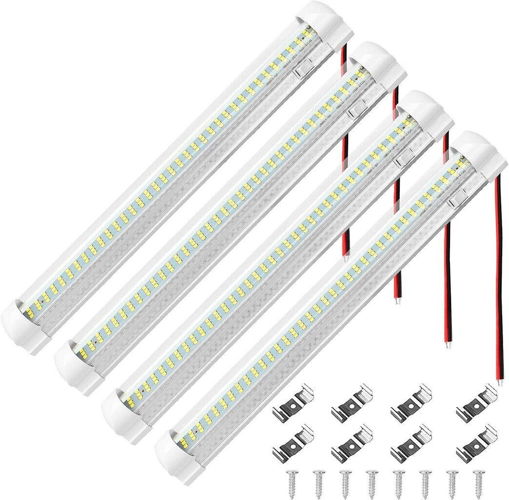 4x108 LED-sisävalaistus, 12 V-80V LED-palkki, jossa on/pois kytkin, auton sisäinen valo LED-lukuluku Leummer-lamppu auto matkailuautojen pakettiautovaunujen veneen keittiön kylpyhuone [Energy Class A+] hinta ja tiedot | Polttimot | hobbyhall.fi