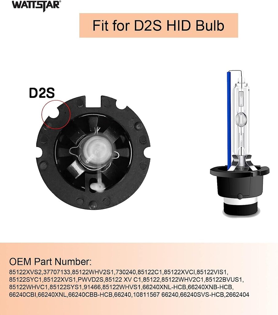 WATTSTAR OEM -laatu D2S 8000K, ksenonin ajovalot, HID D2S -ajovalot, ksenon -ajovalot, HID -ksenonilamppu (2 sarjapakkaus). ……… hinta ja tiedot | Polttimot | hobbyhall.fi