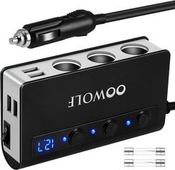 Oowolf QC 3.0 -savukkeen kevyempi USB, 180W 12V/24V savukkeen kevyempi jakelija USB, 3 DC -pistorasian sirut 4 USB -yhteydet Autolaturi GPS: lle, iPhone XS Max, Dash Cam, Satnavi hinta ja tiedot | Sähköiset lisätarvikkeet | hobbyhall.fi