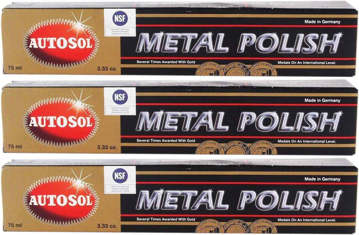 Autosol Metalpolish Alu Metalli Kromikielen jauheen jauhe Noble Chrome kiilto 3x 75 ml hinta ja tiedot | Autokemikaalit | hobbyhall.fi