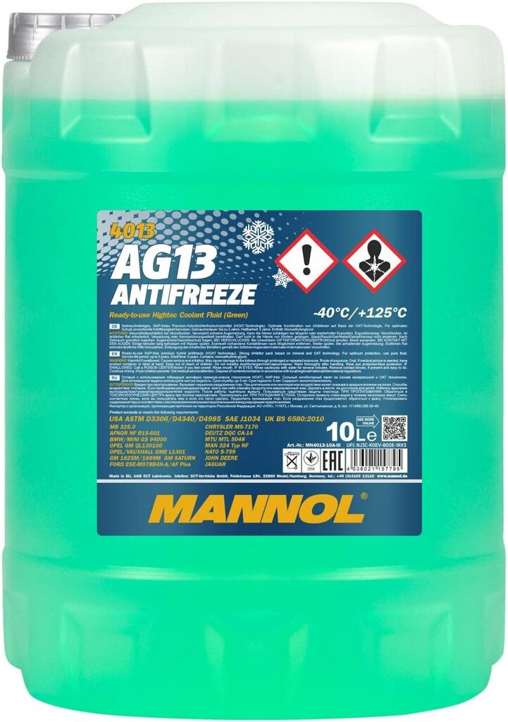 Mannolin antrifreeze AG13-40 REFFALROS PORTTIORI JÄÄNTÄ, 10 litraa hinta ja tiedot | Lasinpesunesteet ja jäähdytysnesteet | hobbyhall.fi