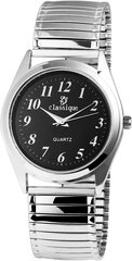 Classique Men's Watch Musta analoginen ruostumattomasta teräksestä valmistettu junateippi kvartsi rannekello B07R7D4TZG hinta ja tiedot | Miesten kellot | hobbyhall.fi