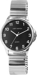 Katso vain miesten kellot ruostumattomasta teräksestä valmistetut junateipit Elegant Classic Analog Quartz JW20161 (hopeavärinen musta) B09476VMFK hinta ja tiedot | Miesten kellot | hobbyhall.fi