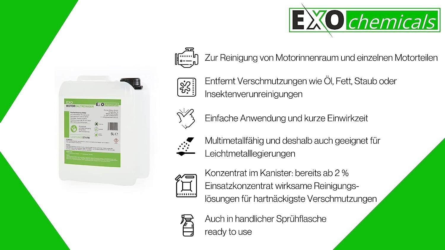 Exochemikaalit 5 litraa moottorin kylmäpuhdistusaineita | Sarmed Consentraatti | Korkea lika etenee | Työpajan puhdistusaine | Osittainen puhdistusaine | Kylmäpuhdistus | Moottoripyöräilijä hinta ja tiedot | Autokemikaalit | hobbyhall.fi