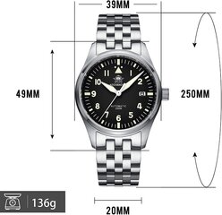 AddiesDive Men's Watch Brand Watch Pilot NH35A Automaattinen kello H2 B08LNFLYN6 hinta ja tiedot | Miesten kellot | hobbyhall.fi