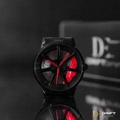 Drift Element Felgen Watch Men - Motorsport Rantellotus Ruostumattomasta teräksestä valmistettu 3D -vanteen malli - Mukautettu suunnittelijakello mineraalilasilla - Quartzzhr (punainen) B08FXGZC18 hinta ja tiedot | Miesten kellot | hobbyhall.fi