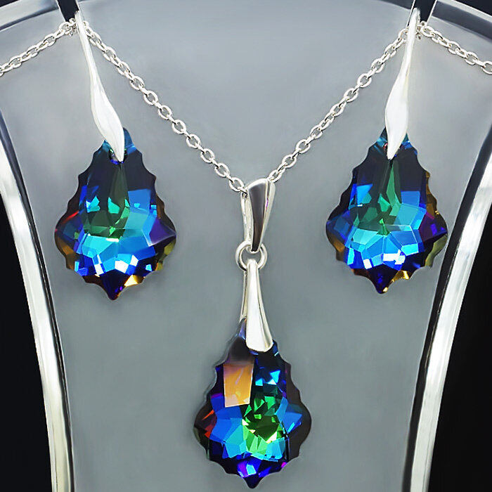 Серебряный комплект "Барокко IV (Meridian Blue)" с кристаллами Swarovski™ hinta ja tiedot | Korusetit | hobbyhall.fi