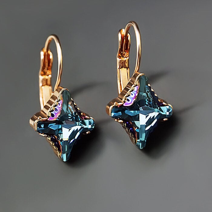 Серьги "Кристальный Ромб II (Aquamarine Metallic Blue)" с кристаллами Swarovski™ hinta ja tiedot | Korvakorut | hobbyhall.fi