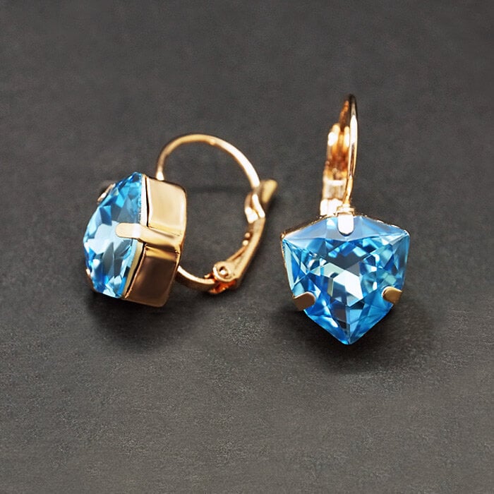 Серьги "Бермудский Треугольник (Aquamarine Blue)" с кристаллами Swarovski™ hinta ja tiedot | Korvakorut | hobbyhall.fi