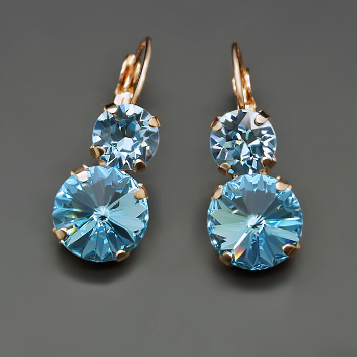 Серьги "Кларис VIII (Aquamarine Blue)" с кристаллами Swarovski™ hinta ja tiedot | Korvakorut | hobbyhall.fi