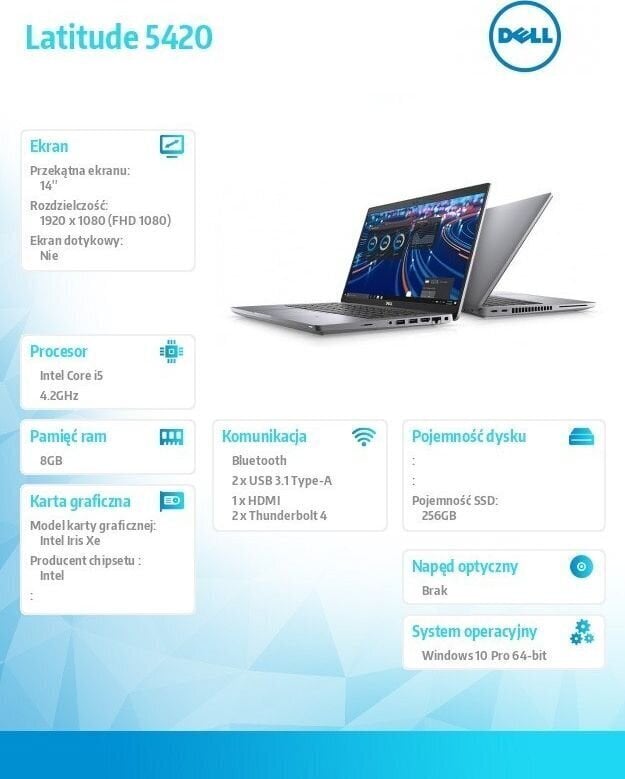 Dell Latitude 5420 (S005L542014PL) hinta ja tiedot | Kannettavat tietokoneet | hobbyhall.fi
