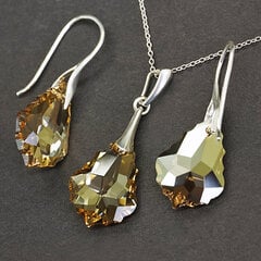 Серебряный комплект "Барокко IV (Golden Shadow)" с кристаллами Swarovski™ hinta ja tiedot | Korusetit | hobbyhall.fi