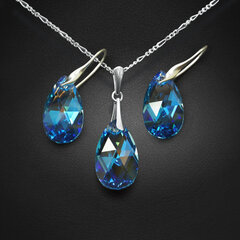 Серебряный комплект "Барокко (Aquamarine Blue AB)" с кристаллами Swarovski™ hinta ja tiedot | Korusetit | hobbyhall.fi