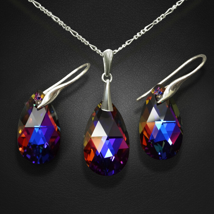 Серебряный комплект "Барокко (Volcano)" с кристаллами Swarovski™ hinta ja tiedot | Korusetit | hobbyhall.fi