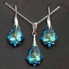 Серебряный комплект "Барокко IV (Bermuda Blue)" с кристаллами Swarovski™ hinta ja tiedot | Korusetit | hobbyhall.fi