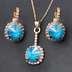 Комплект "Кларис VII (Azure Blue)" с кристаллами Swarovski™ hinta ja tiedot | Korusetit | hobbyhall.fi