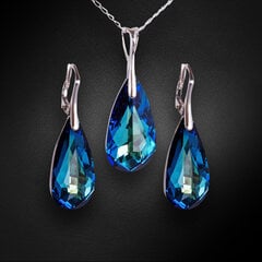 Серебряный комплект "Радужный Каскад (Bermuda Blue)" с кристаллами Swarovski™ hinta ja tiedot | Korusetit | hobbyhall.fi