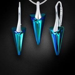 Серебряный комплект "Шип (Bermuda Blue)" с кристаллами Swarovski™ hinta ja tiedot | Korusetit | hobbyhall.fi