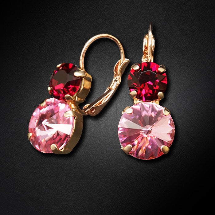 Серьги "Кларис VIII (Light Rose / Ruby)" с кристаллами Swarovski™ hinta ja tiedot | Korvakorut | hobbyhall.fi