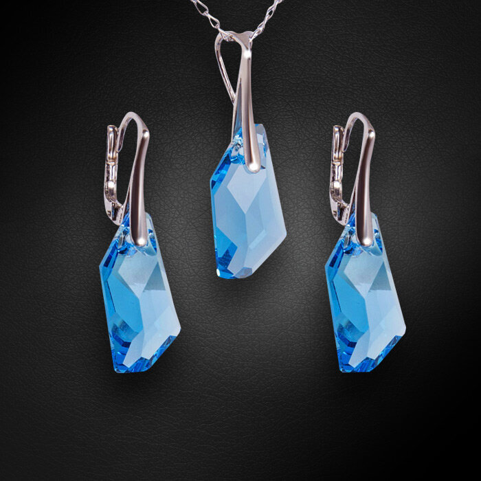 Серебряный комплект "Гиперборея (Aquamarine Blue)" с кристаллами Swarovski™ hinta ja tiedot | Korusetit | hobbyhall.fi