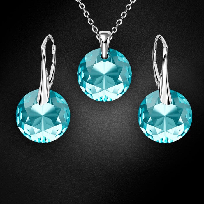 Серебряный комплект "Марианна (Aquamarine)" с кристаллами Swarovski™ hinta ja tiedot | Korusetit | hobbyhall.fi