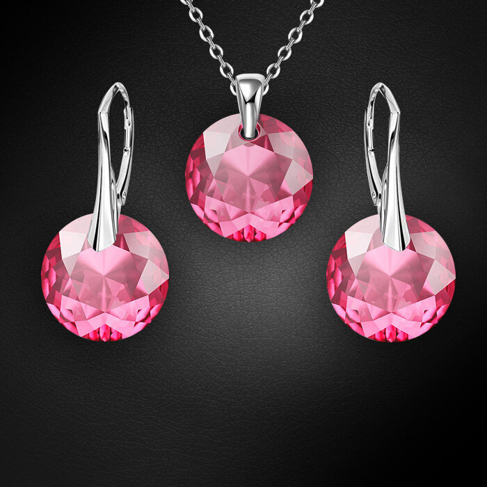 Серебряный комплект "Марианна (Rose)" с кристаллами Swarovski™ hinta ja tiedot | Korusetit | hobbyhall.fi