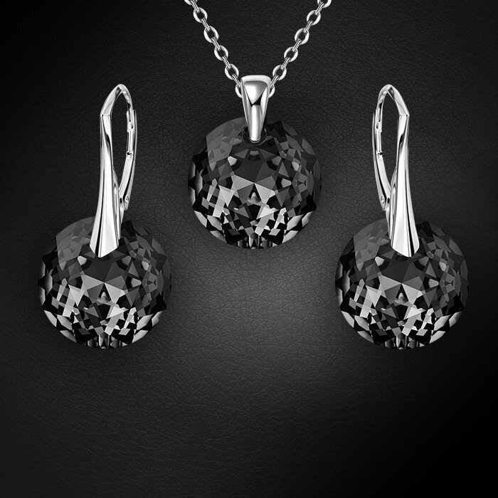 Серебряный комплект "Марианна (Silver Night)" с кристаллами Swarovski™ hinta ja tiedot | Korusetit | hobbyhall.fi