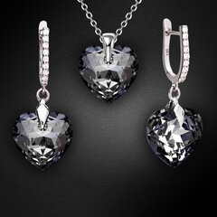 Серебряный комплект "Влюблённое Сердце III R (Silver Night)" с кристаллами Swarovski™ hinta ja tiedot | Korusetit | hobbyhall.fi