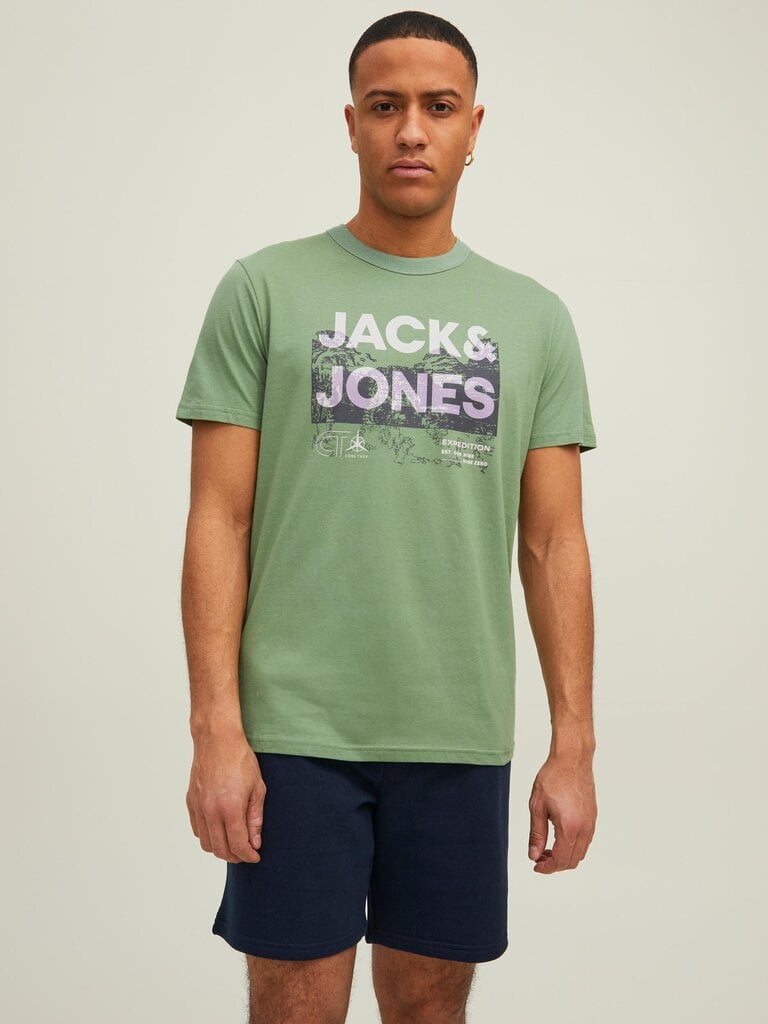 JACK & JONES meeste T-särk 12210420*04, roheline/beež hinta ja tiedot | Miesten T-paidat | hobbyhall.fi