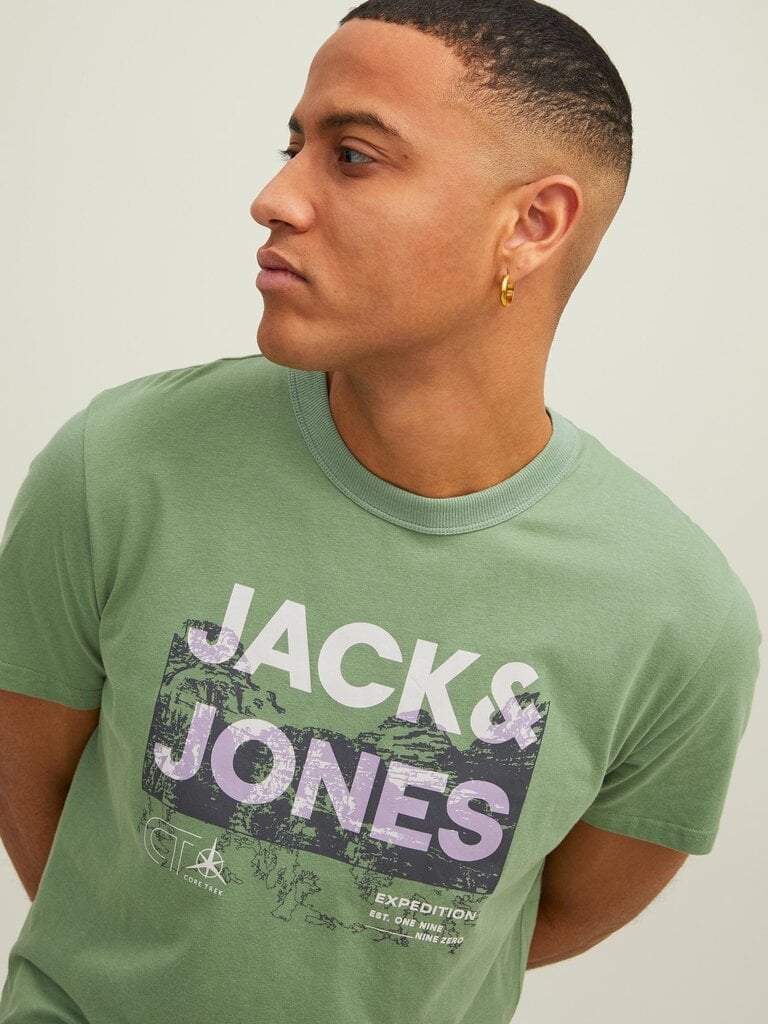 JACK & JONES meeste T-särk 12210420*04, roheline/beež hinta ja tiedot | Miesten T-paidat | hobbyhall.fi