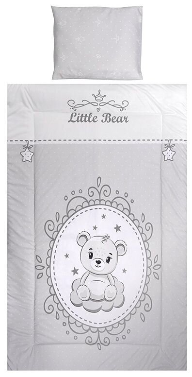 Lorelli lasten vuodevaatesetti Little Bear Grey, 140x95, 3-osainen hinta ja tiedot | Vuodevaatteet lapsille | hobbyhall.fi