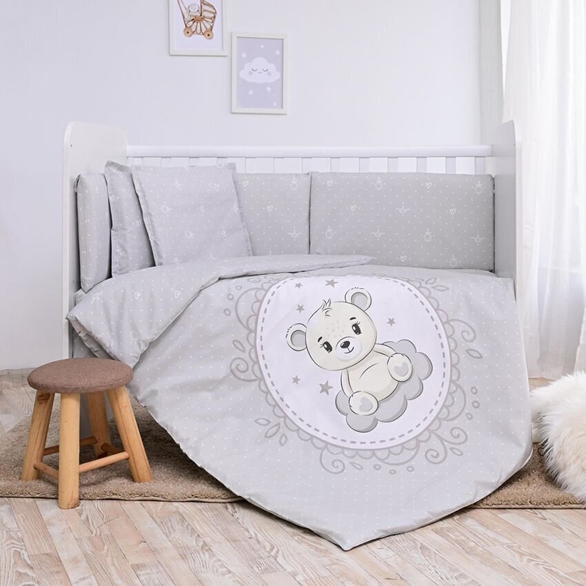 Lorelli lasten vuodevaatesetti Smile Grey, 95x140, 5 osaa hinta ja tiedot | Vuodevaatteet lapsille | hobbyhall.fi