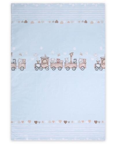 Lorelli peitonpäällinen Train Blue, 140x95 cm hinta ja tiedot | Vuodevaatteet lapsille | hobbyhall.fi