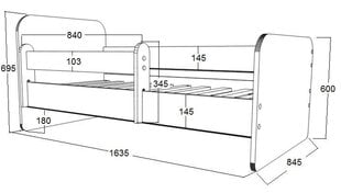 Sänky AMI 38 patjalla 160x80cm hinta ja tiedot | Lastensängyt | hobbyhall.fi