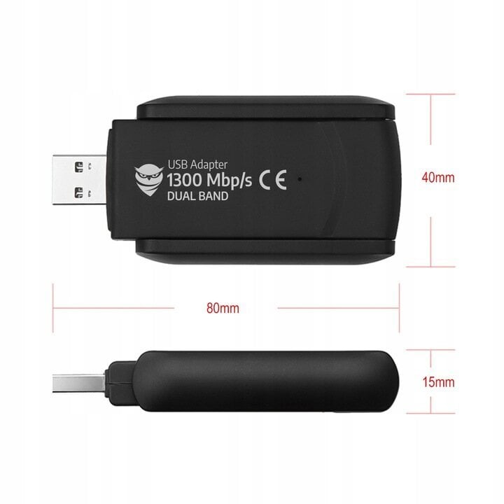 WI-FI-sovitin USB 3.0, 1300 Mbps hinta ja tiedot | Adapterit | hobbyhall.fi