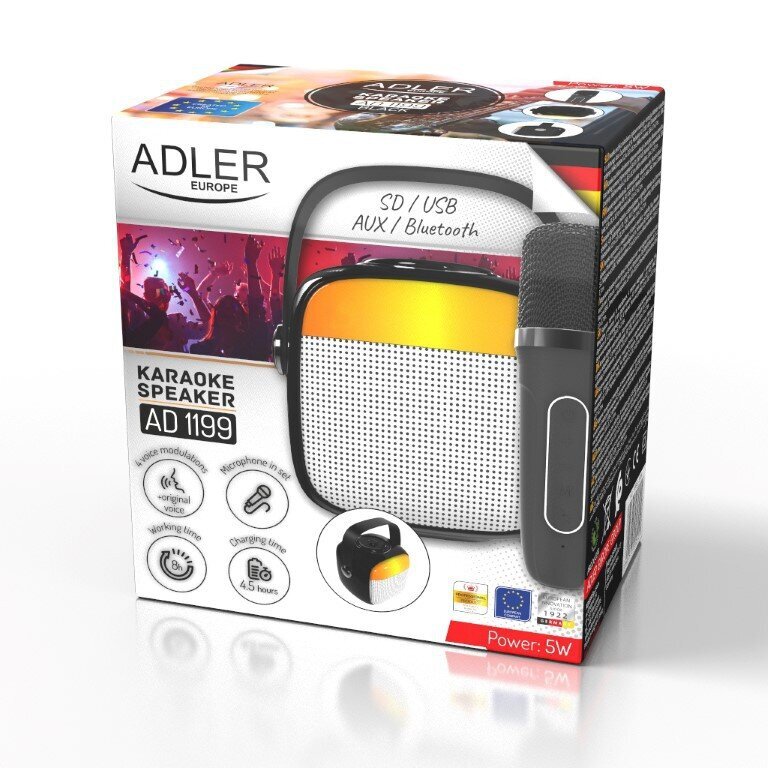 Karaokekaiutin mikrofonilla ADLER AD-1199B hinta ja tiedot | Kaiuttimet | hobbyhall.fi