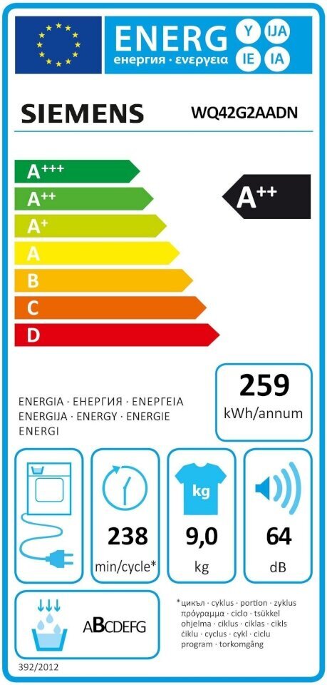 Siemens WQ42G2AADN iQ500 hinta ja tiedot | Kuivausrummut | hobbyhall.fi