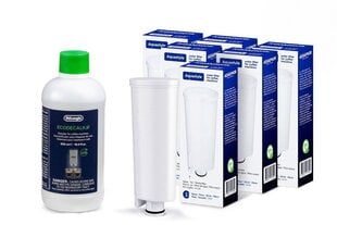 Aquaphor Delonghi 6 kpl + Ecodecalk 500 ml hinta ja tiedot | Kahvinkeittimen tarvikkeet | hobbyhall.fi