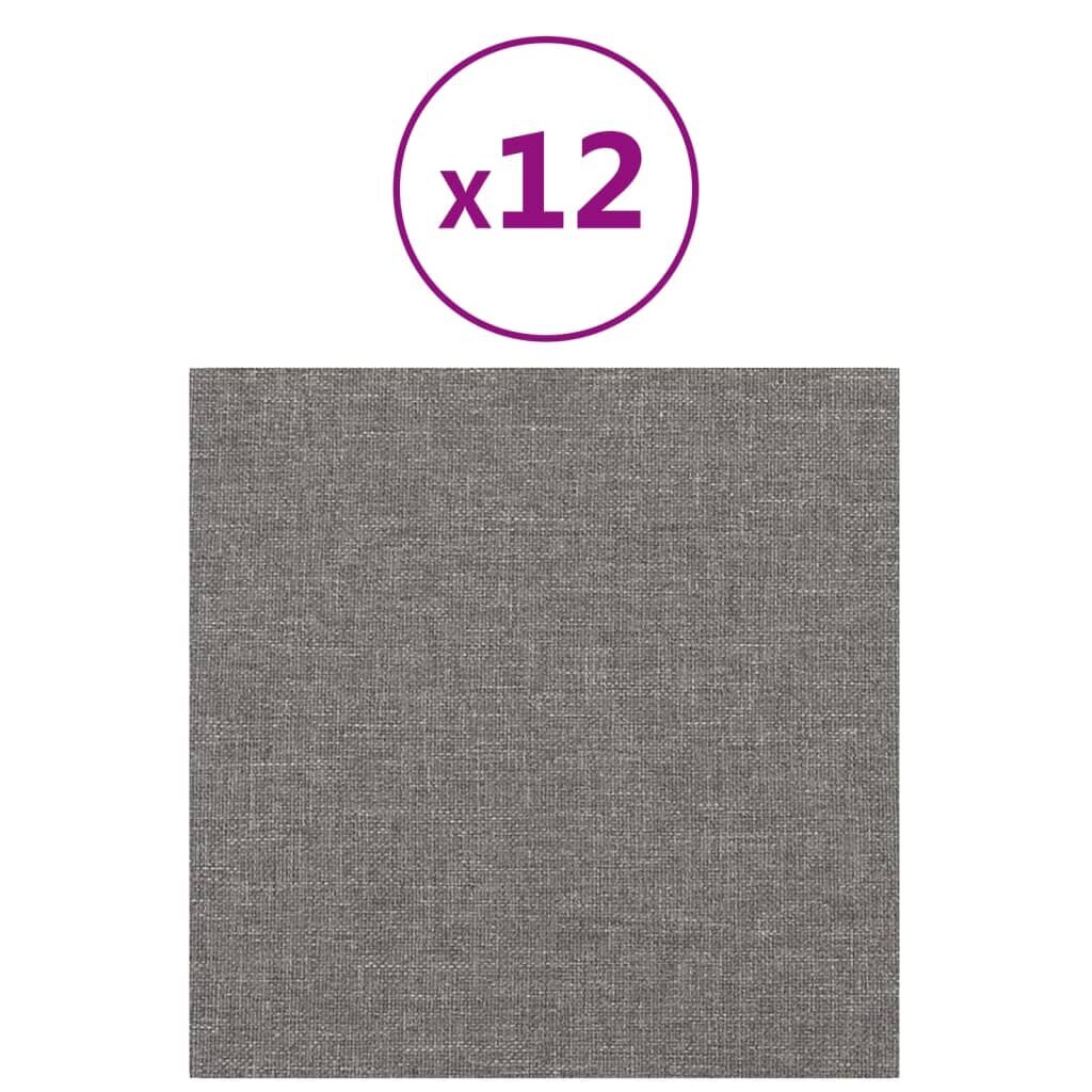 Seinäpaneelit, 12 kpl, harmaa, 30x30cm, kangas, 1,08m² hinta ja tiedot | Sisustuspaneelit | hobbyhall.fi